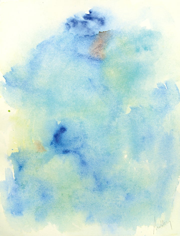 Item #32153 Watercolor, blue #1. Gunnar Kaldewey.