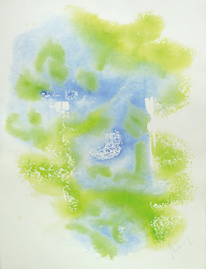Item #32158 Watercolor, blue/green #1. Gunnar Kaldewey.